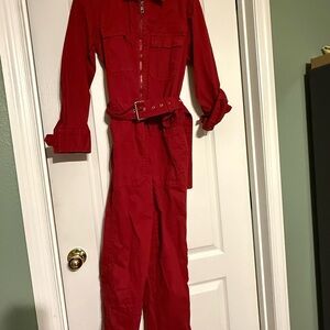 Banana Republic Red Jumpsuit with zipper and belt